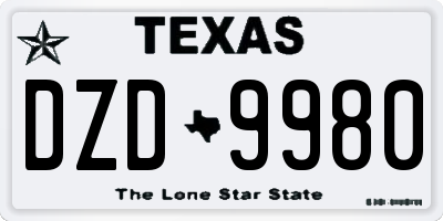 TX license plate DZD9980