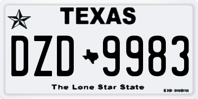 TX license plate DZD9983