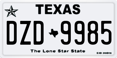 TX license plate DZD9985