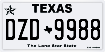 TX license plate DZD9988