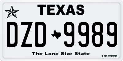 TX license plate DZD9989