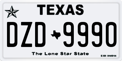 TX license plate DZD9990