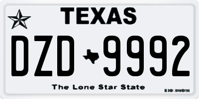 TX license plate DZD9992