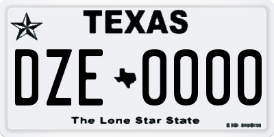 TX license plate DZE0000