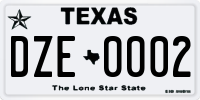 TX license plate DZE0002