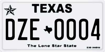 TX license plate DZE0004