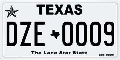 TX license plate DZE0009