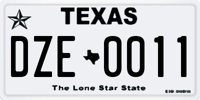 TX license plate DZE0011