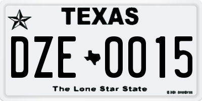 TX license plate DZE0015