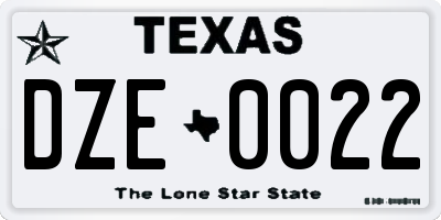 TX license plate DZE0022