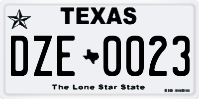 TX license plate DZE0023