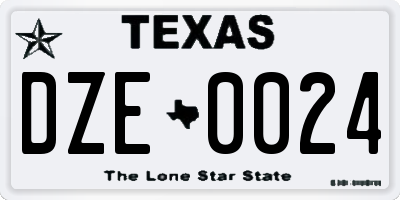 TX license plate DZE0024