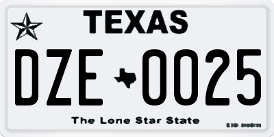TX license plate DZE0025