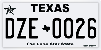 TX license plate DZE0026