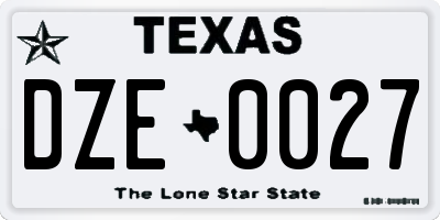 TX license plate DZE0027
