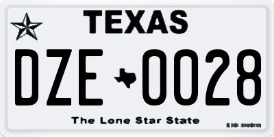 TX license plate DZE0028