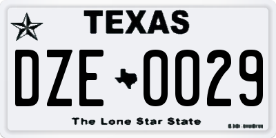 TX license plate DZE0029