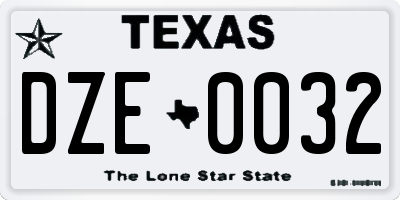 TX license plate DZE0032