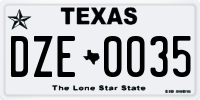 TX license plate DZE0035