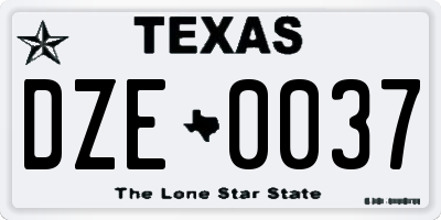 TX license plate DZE0037