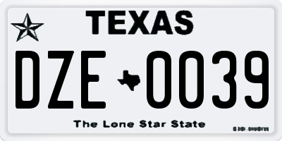 TX license plate DZE0039