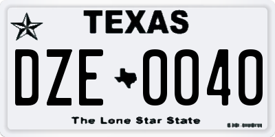 TX license plate DZE0040