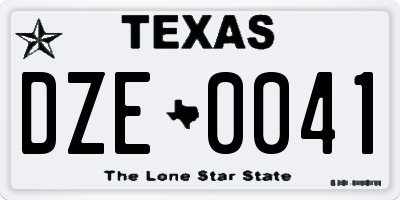 TX license plate DZE0041