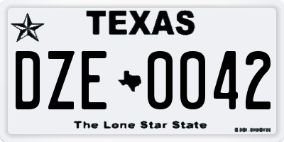 TX license plate DZE0042