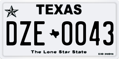 TX license plate DZE0043