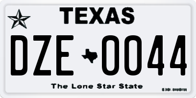TX license plate DZE0044