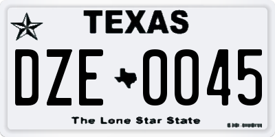 TX license plate DZE0045