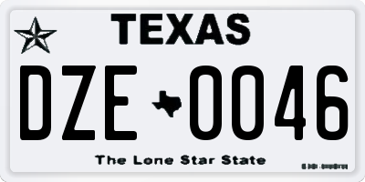 TX license plate DZE0046