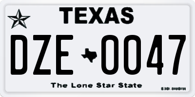 TX license plate DZE0047