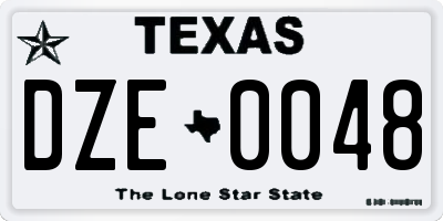 TX license plate DZE0048