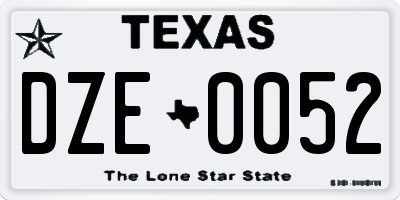 TX license plate DZE0052