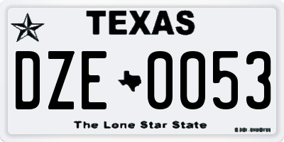 TX license plate DZE0053