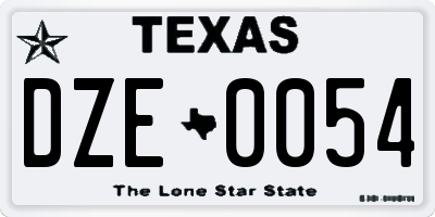 TX license plate DZE0054