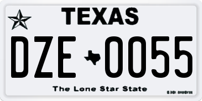 TX license plate DZE0055
