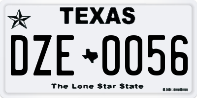 TX license plate DZE0056