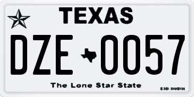 TX license plate DZE0057