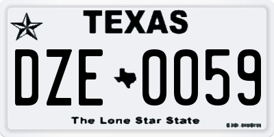 TX license plate DZE0059
