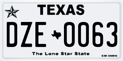 TX license plate DZE0063