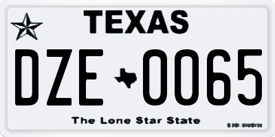 TX license plate DZE0065