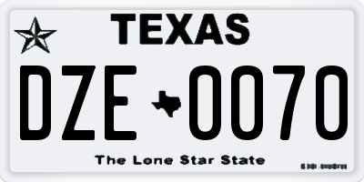 TX license plate DZE0070
