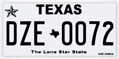 TX license plate DZE0072