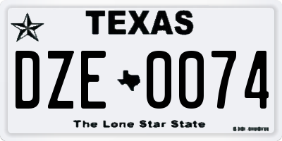 TX license plate DZE0074