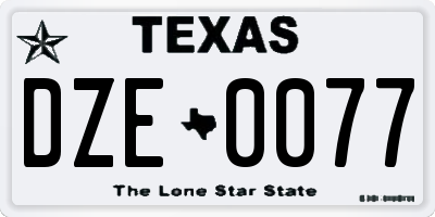 TX license plate DZE0077