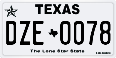TX license plate DZE0078