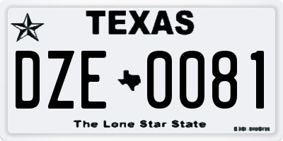 TX license plate DZE0081