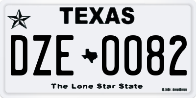 TX license plate DZE0082